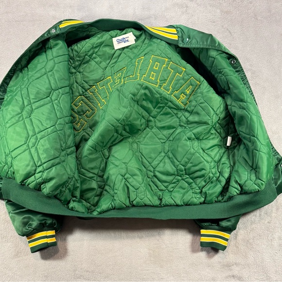 Rare 80’s 90’s Oakland A’s Chalk Line Satin Jacket Size L Spellout Quilted Lined - Picture 5 of 5